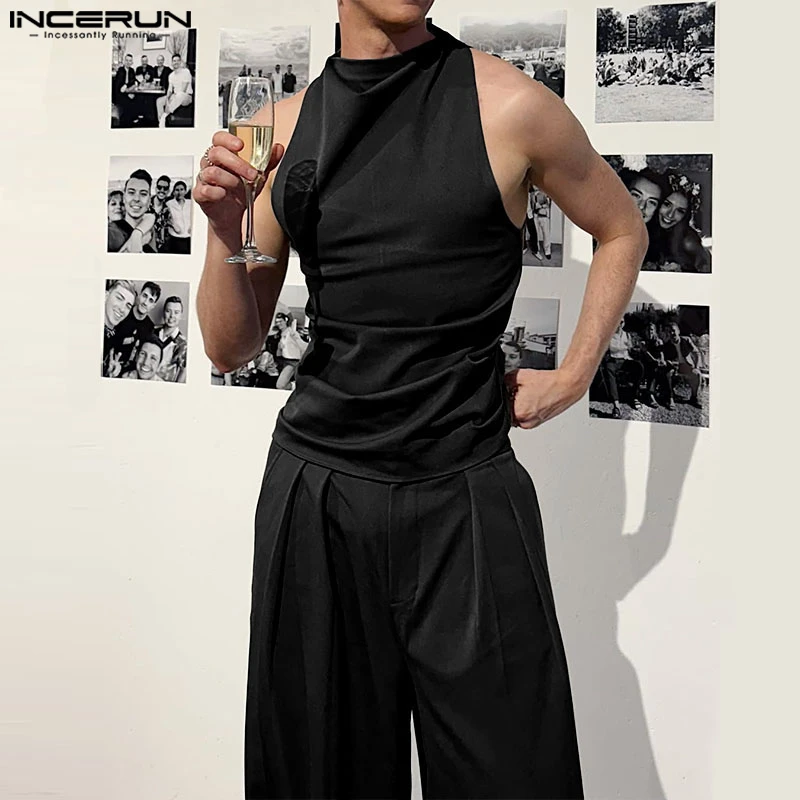 

INCERUN Мужские комплекты Однотонные жилеты без рукавов и широкие брюки Комплекты из двух предметов Уличная одежда Свободные модные мужские повседневные костюмы S-5XL