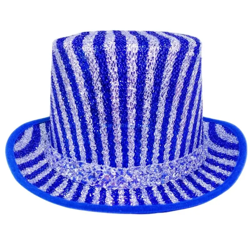 N0PE Sequined Top Hat Stylish Magicians Hat Headwear Magical Show Magicians Costume