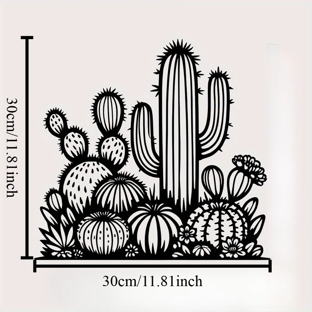 CIFBUY Wrought Iron Desert Cactus Wall Art Decor, Retro Metal Sign for Home Bar Cafe Garage Outdoor Western Decor, 8x12 Inch