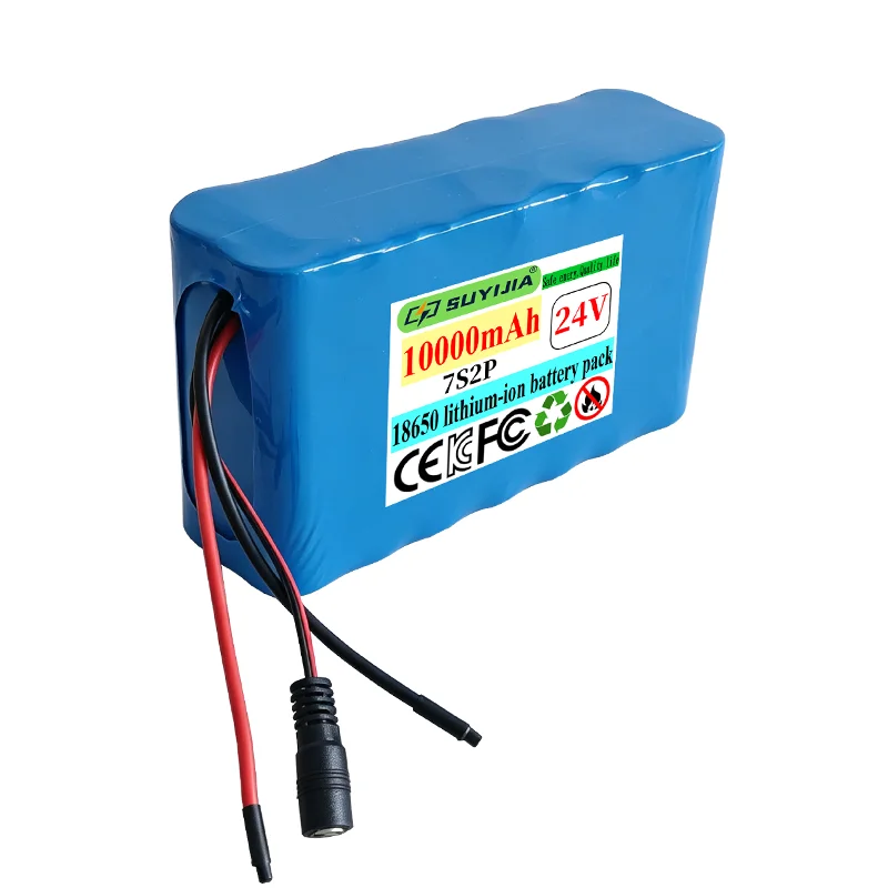 24V 10Ah 18650 Li-ion Battery Pack 7S2P with 20A BMS & 29.4V 2A Fast Charger for E-Bike Lawn Mower