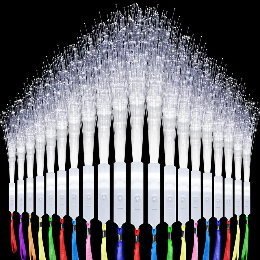 

Pack White Fiber Optic Wand Glow Wand LED Light Up Wand Bulk with 3 Flashing Models Flashing Sticks for Glow in The Dark Birthda