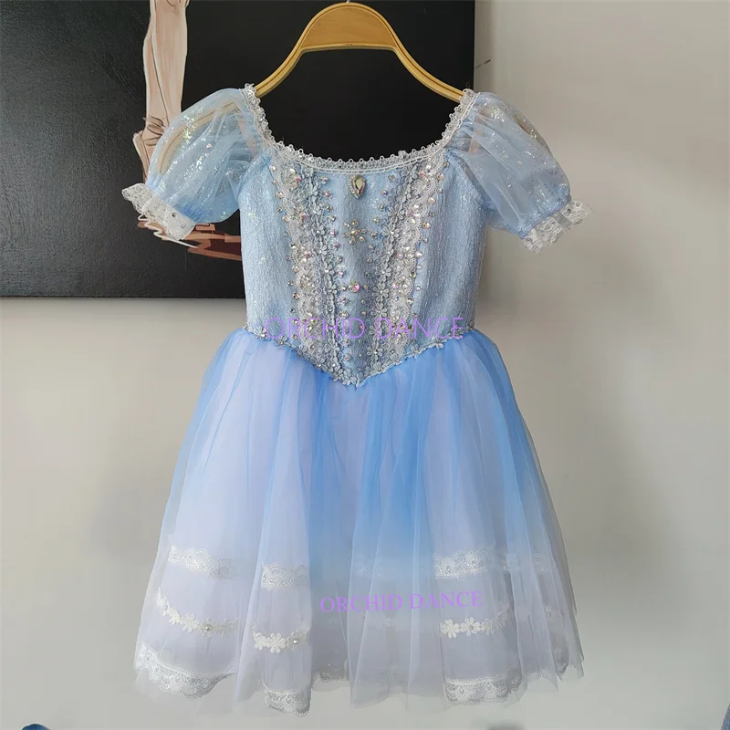 

Professional Custom Size Kids Girls Modern Ballet Dance Performance Wear Costumes Pink Blue Lyrical Dress