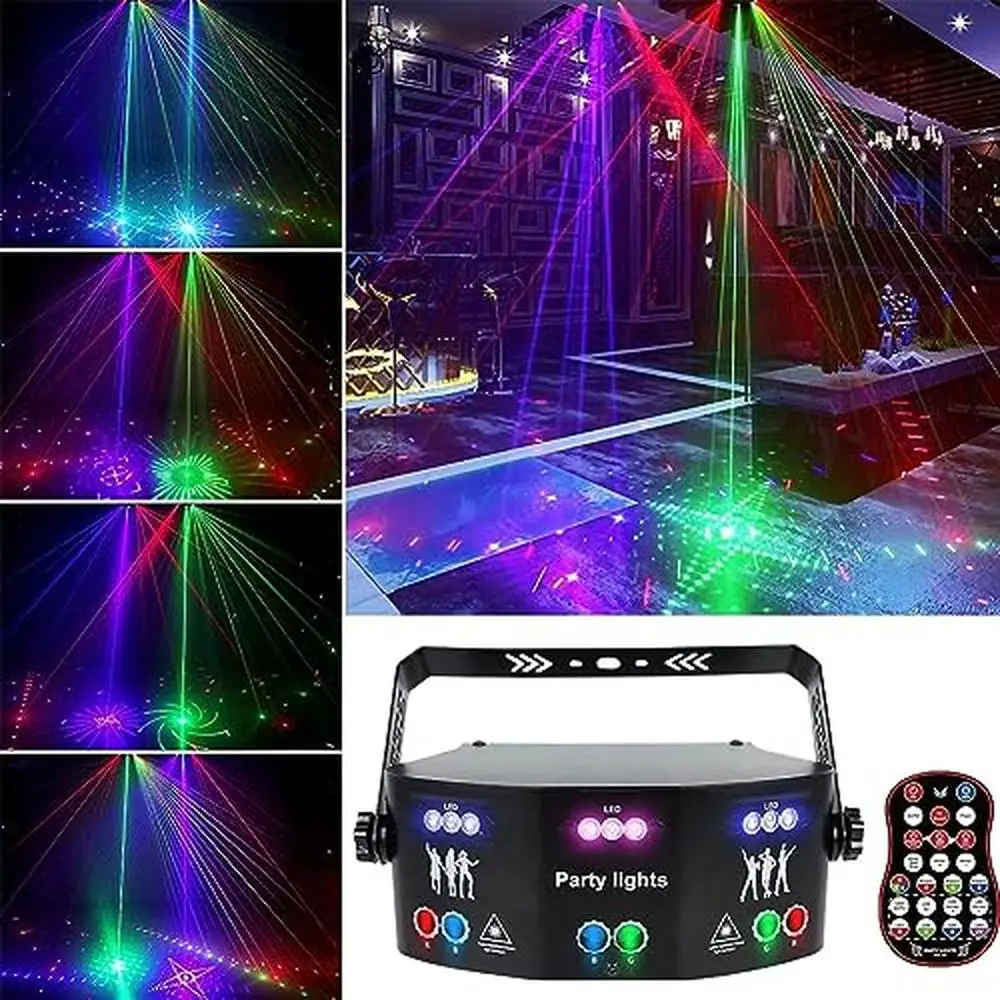 

RGB DJ Disco Party Light Strobe Stage Lighting Effect LED Projector DMX512 Control Sound Activated Home Wedding Club Bar Dance