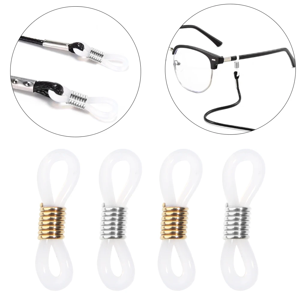 10/30Pcs Eyeglass Chain End Adjustable Spring Rubber End Connector for Eye Glasses Sunglasses Cord Holder Loop Necklace Chain