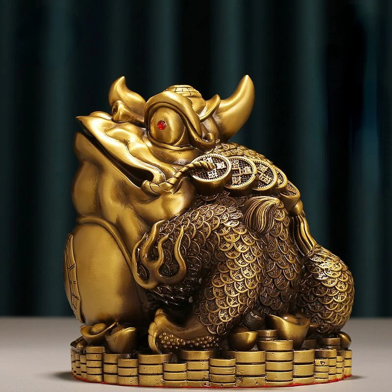 High Grade Gold Toad Ornaments Attract Wealth Gold Toad All Copper Town House Decoration Display Table