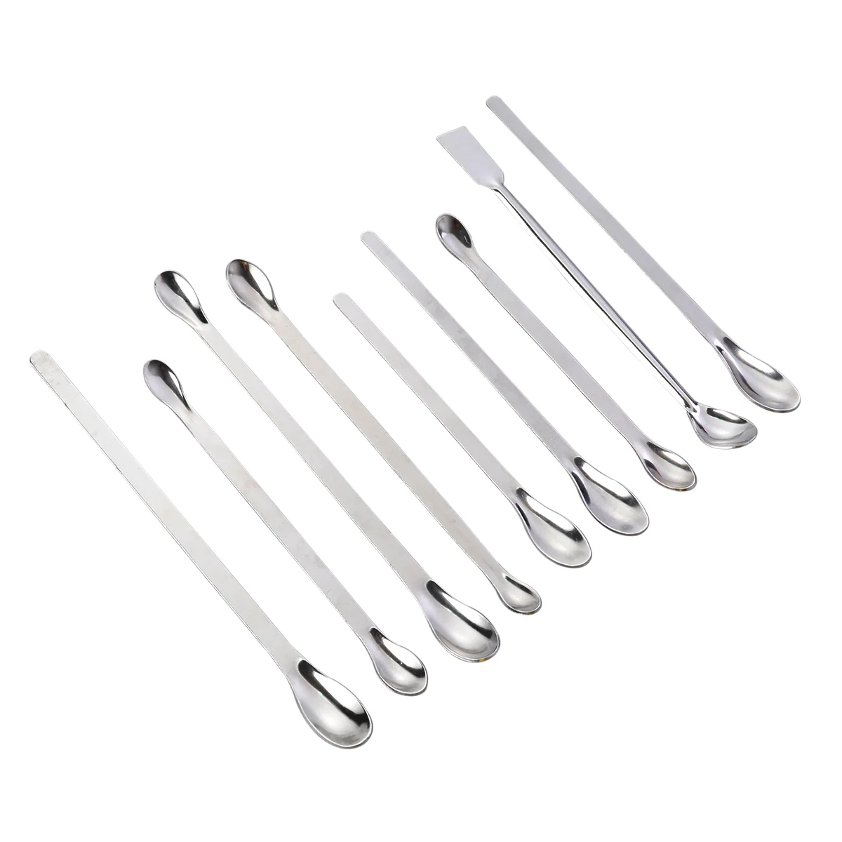 

9 in 1 Stainless Steel Sampling Spoons Laboratory Scoops Mixing Spatulas (Silver) mixing spoon sampling spatula