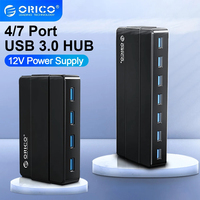 ORICO 4 7 Ports USB 3.0 High Speed Hub with 12V Power Adapter USB Splitter OTG Adapter for Desktop Laptop Computer Accessories