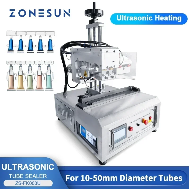 ZONESUN ZS-FK003U Ultrasonic Tube Sealing Machine 10-50mm Metal Plastic Cosmetic Soft Pipe Heat Sealer with Custom Jig