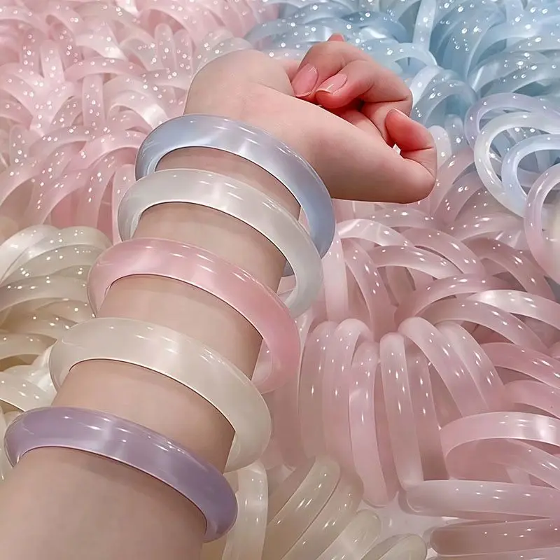 

White Moonlight Jade Bracelet Female High Ice Chalcedony Cat's Eye Jade Crystal Jade Bracelet