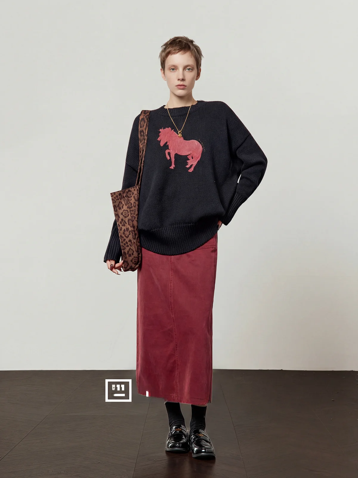 

Black Knitted Sweater Women's Autumn Winter New Style Commute Casual Loose Fit Long Sleeve Overhead Top by Zhou Li Wu Deer ...