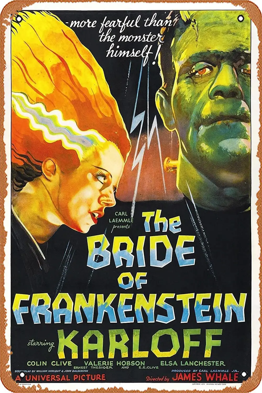 Metal sign Bride of Frankenstein (1935) Poster Vintage Metal Sign Wall Decor Garage Shop Bar Living Room Wall Art Tin Sign 8 X 1