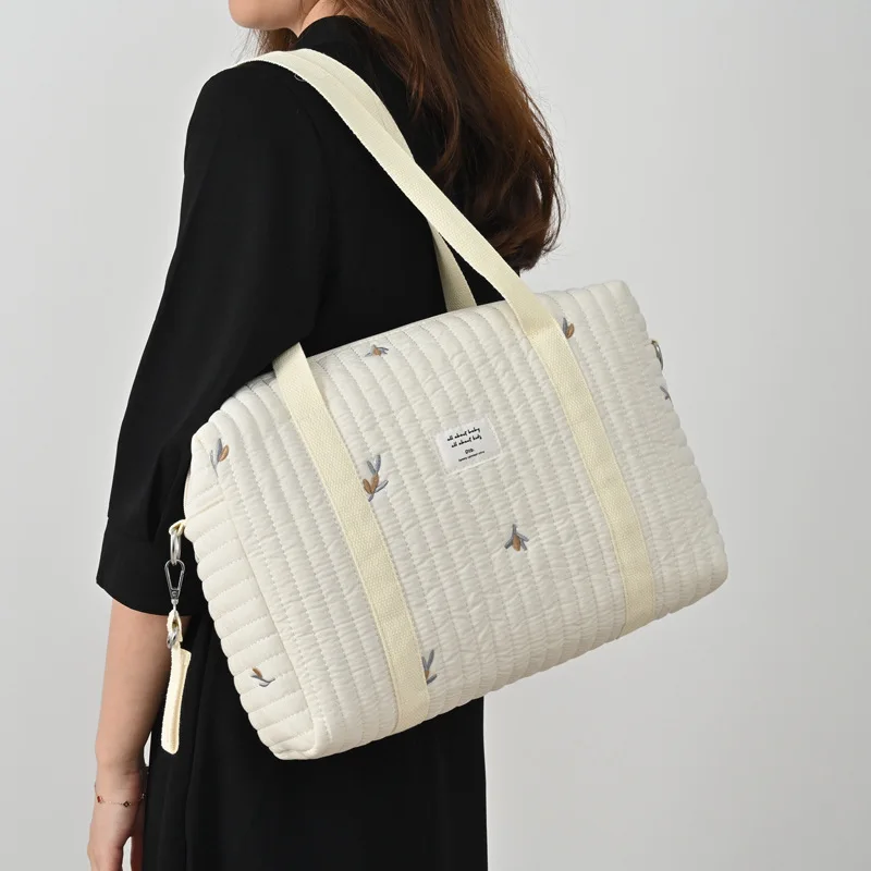 Korean Style Mommy Bag Spacious Storage Bag Lightweight Hanging Bag Embroidered Travel Bag Multifunctional Mom Tote Bag
