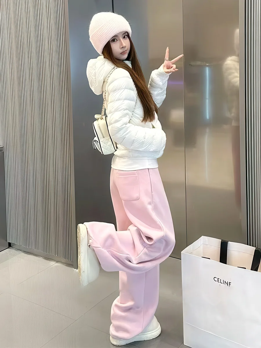 Coreano Sle ort con capucha abajo Jaet mujer ligero 90 blanco Du abajo ropa de abrigo cálida suelta Otoño Invierno Faion