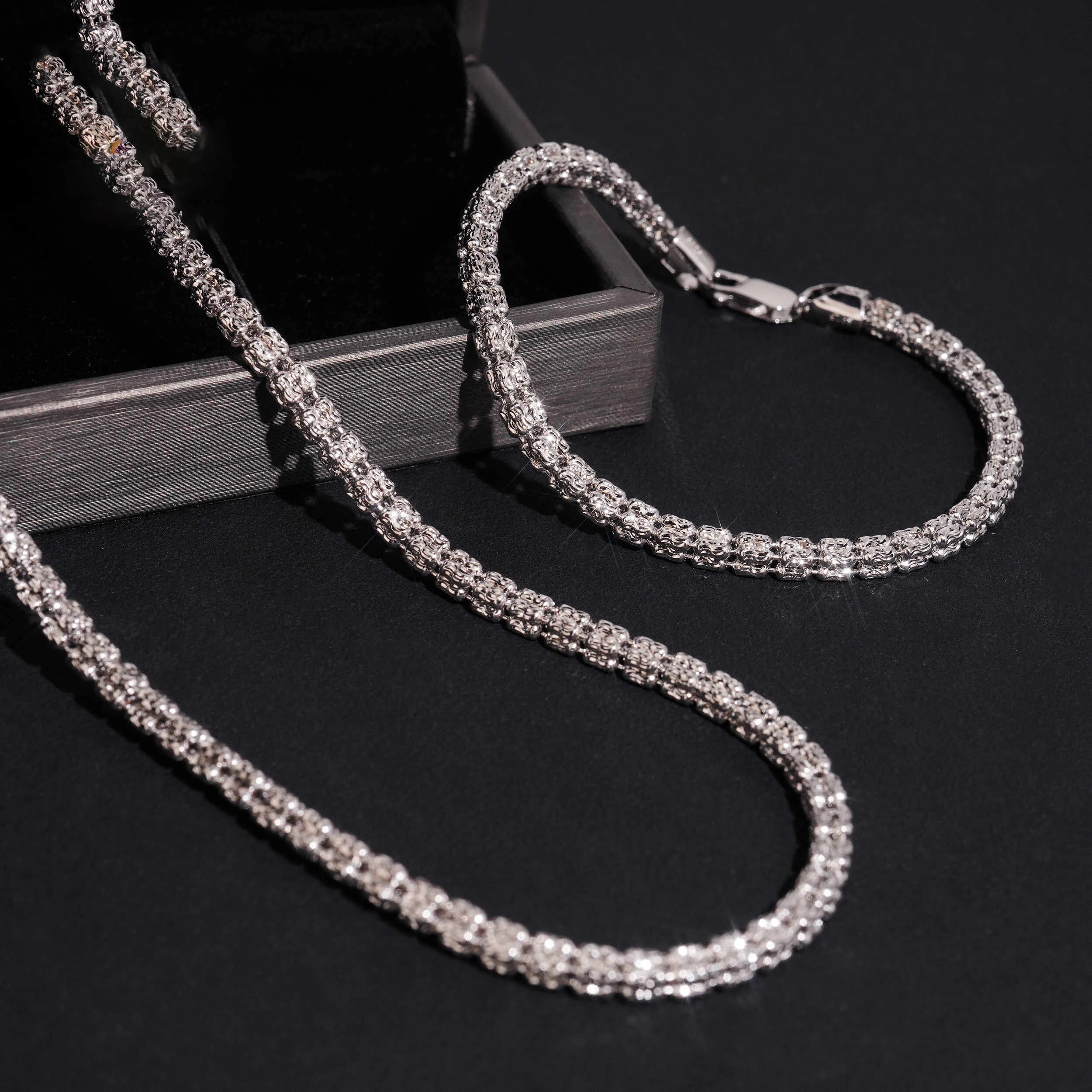 925 Sterling Silver Hip Hop Necklace Hot Selling Jewelry 4mm Moon Ice Chain Fashion Accessory for Men Women