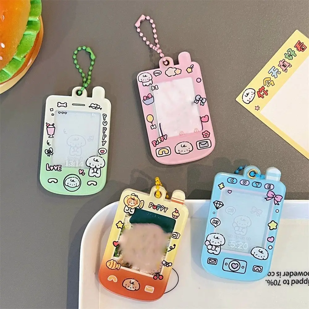 Mini Phone Shape Idol Card Holder Keychain Cartoon Decoration Photocard Frame Pendant Creative Cute Card Protective Case Keyring