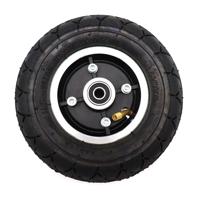 Roda de scooter elétrica de 8 polegadas 200x50 pneu interno e externo pneumático liga de alumínio cubo de 10/12mm com rolamento