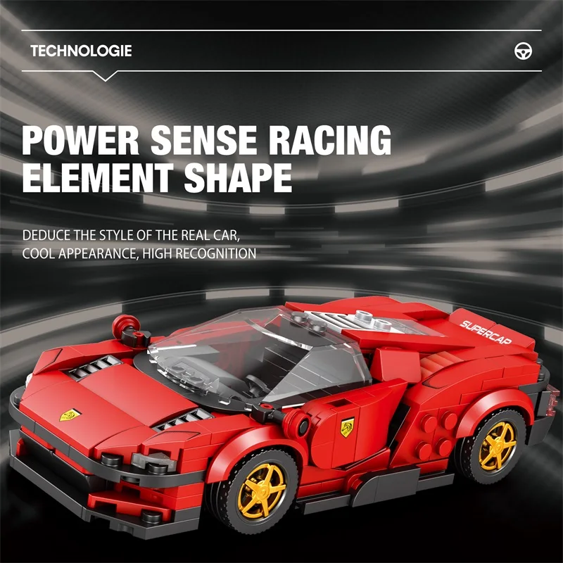 Auto sportiva Building Blocks Città Velocità Veicolo Modello di auto Ornamenti da tavolo Assemblaggio fai da te Mattoni Giocattoli Regali di festa per i bambini