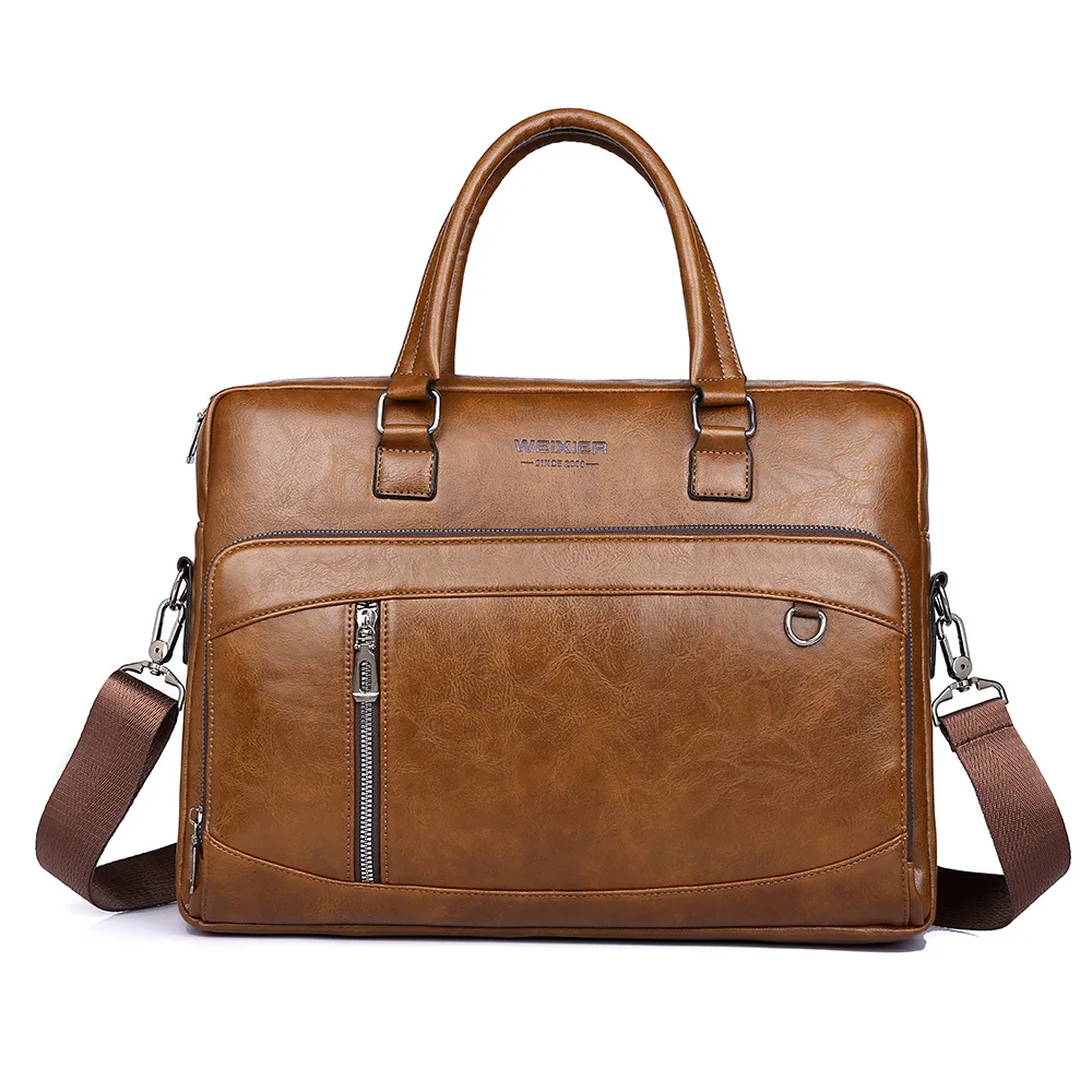 Business Handbag Horizontal Men's Shoulder Crossbody Bag High-end Sense Large Capacity Briefcase for File 15inches Laptop Storag