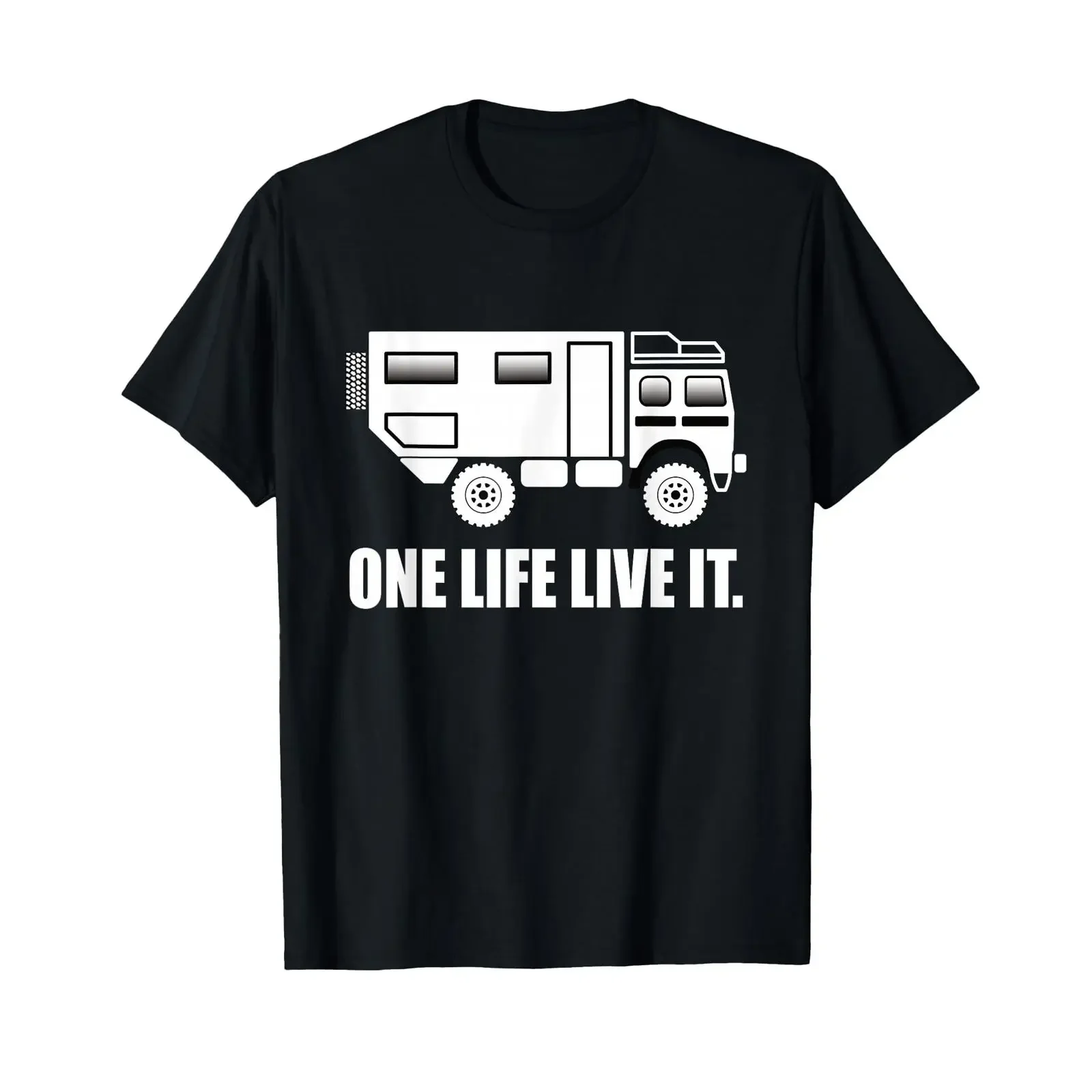 One Life Live It Truck Travel All Wheel Offroad T Shirt vintage Washed homme streetwear fashion Stretched Stylish Slightly