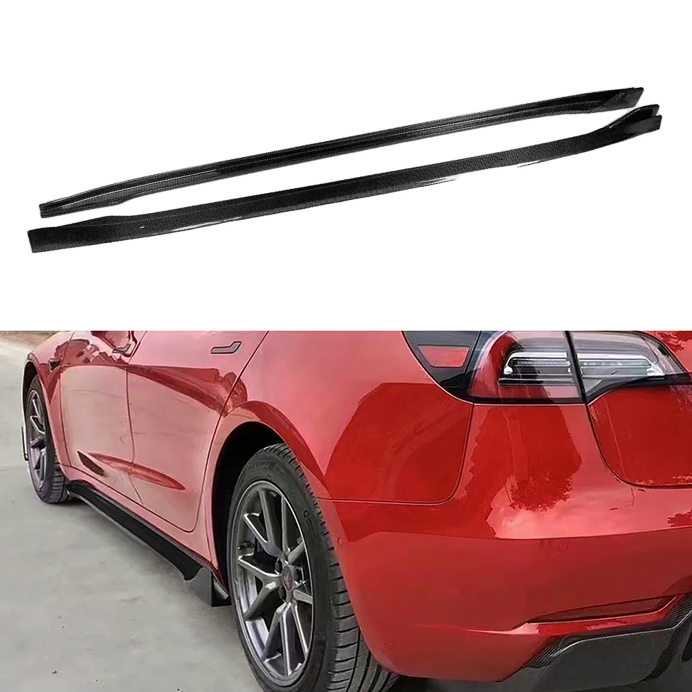 

V Style High Quality Carbon Fiber High Polished Side Skirt and Bumper Lip with Easy Installation for Tesla Model 3