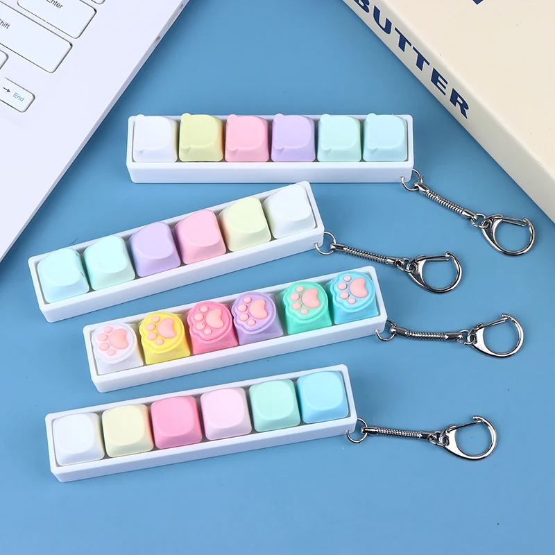 Mechanischer Tastaturschalter mit 6 Tasten, Schlüsselanhänger, Spielzeug zum Stressabbau, DIY, sensorisches Drücken, Geschenk für Erwachsene