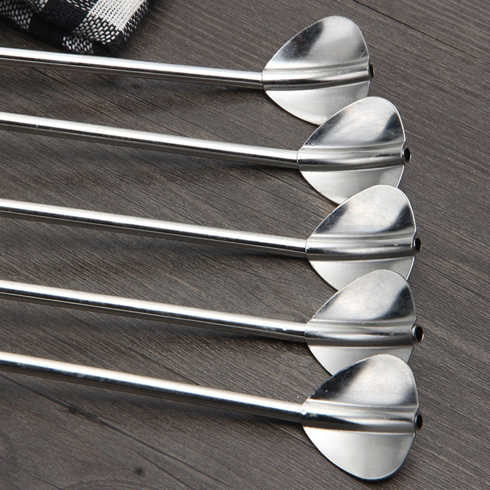 

6 Pcs Stainless Steel Straw Spoon Easy to Clean Straws Novelty Cocktail Stirrers Iced Tea Spoons Coffee Cream Non-toxic