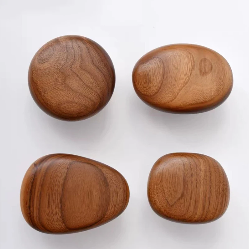 

Nordic Creative Wood Pebble-Shaped Cabinet Door Drawer Handle Black Walnut Wardrobe Cupboards Drawer Pulls Furniture Handles New