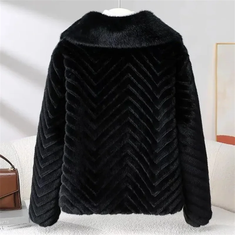 Women Fur Coat 2025 New Imitation Velvet Mink Coats Loose Fur One-piece Women's Double-layer Fur Artificial Mink Fur Overcoat