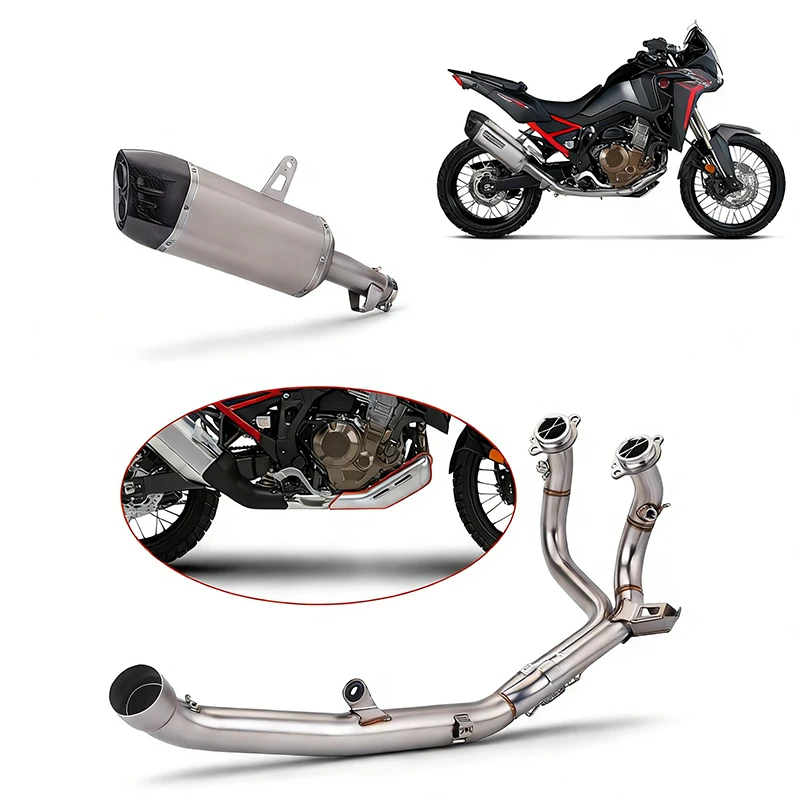 Slip On Motorcycle Exhaust Stainless Front Mid Link Pipe Original Interface Off Road Moto For CRF1100L CRF1100 Africa Twi