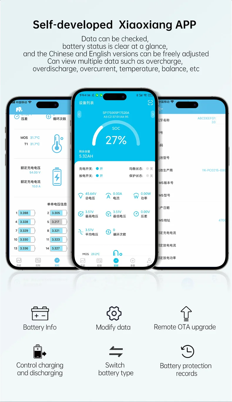 JBD 스마트 블루투스 내장 LiFePO4 BMS, 6S, 8S, 12S, 13S, 14S, 16S, 20S, 21S, 40A, 80A, 100A 밸런스 보드, 전자 자전거용 Uart 기능