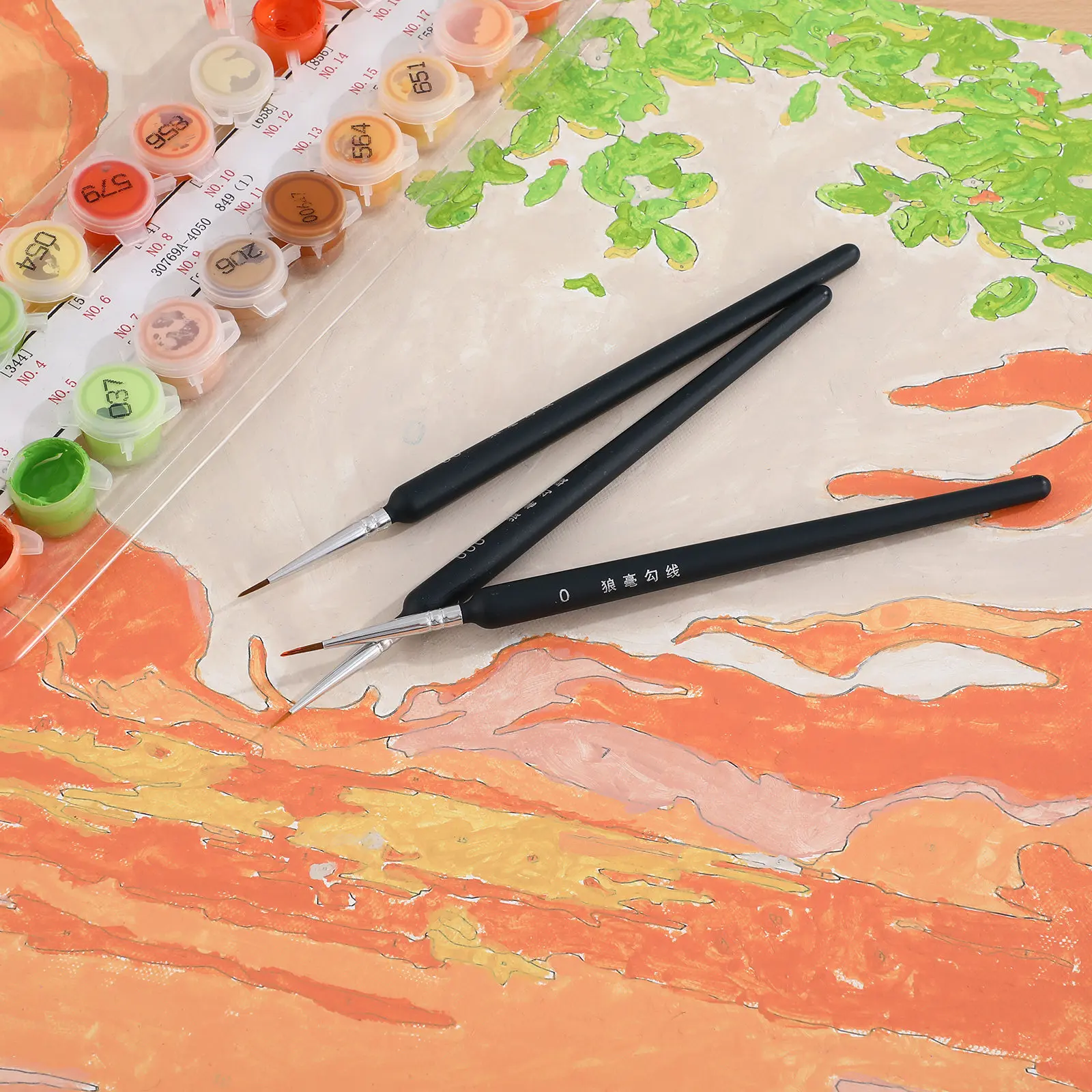 3Pcs Miniature Paint Brushes Micro Detail Liner Set for Acrylic Oil Watercolor Gouache Fine Detail Paint Tools