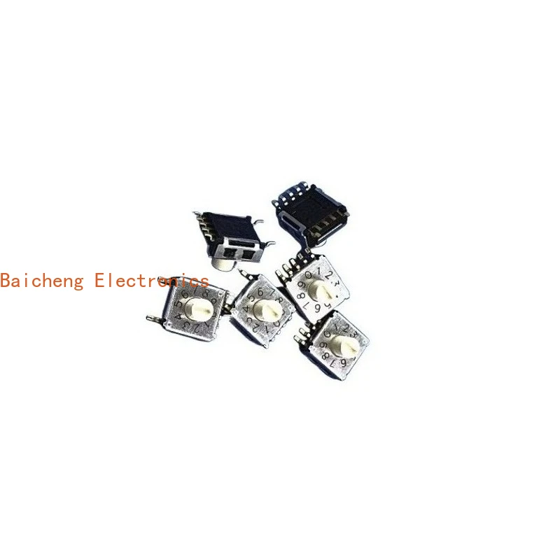 10 Stück oberflächenmontierter 7-poliger Schalter Gold 0-9 Rotation digitaler Code 10 Gang Rotation Wählcode 4281C