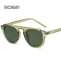 SO&EI Retro Square Rivets Sunglasses Men Fashion Dark Green Shades UV400 Trending Women Sun Glasses