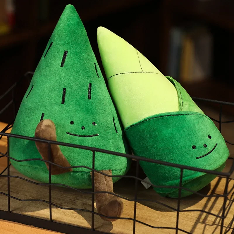 Cartoon Tree Bamboo Shoot Stuffed Plush Doll Soft Plant Figure Smiley Face Plushie For Sofa Desktop Home Room Decor Ornament