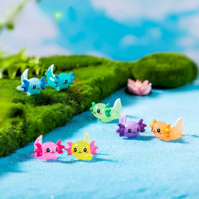 5pc Cartoon Salamander Statues, Fish Tank Miniature Landscape Decoration, Moss Farm, Succulent Flowerpot