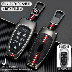 Metal Car Key Cover Case Shell for Hyundai Solaris Sonata Hybrid NEXO NX4 Grand Santa Fe Tucson LAFESTA CUSTO Ionic Grandeur GN7