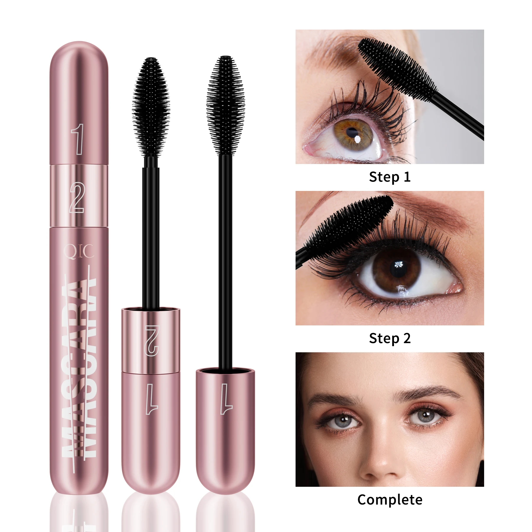 

[Waterproof Mascara] 2-in-1 4D Fiber Mascara Ultra Waterproof, Curling & Lengthening, Volumizing | Eye Makeup | For Women