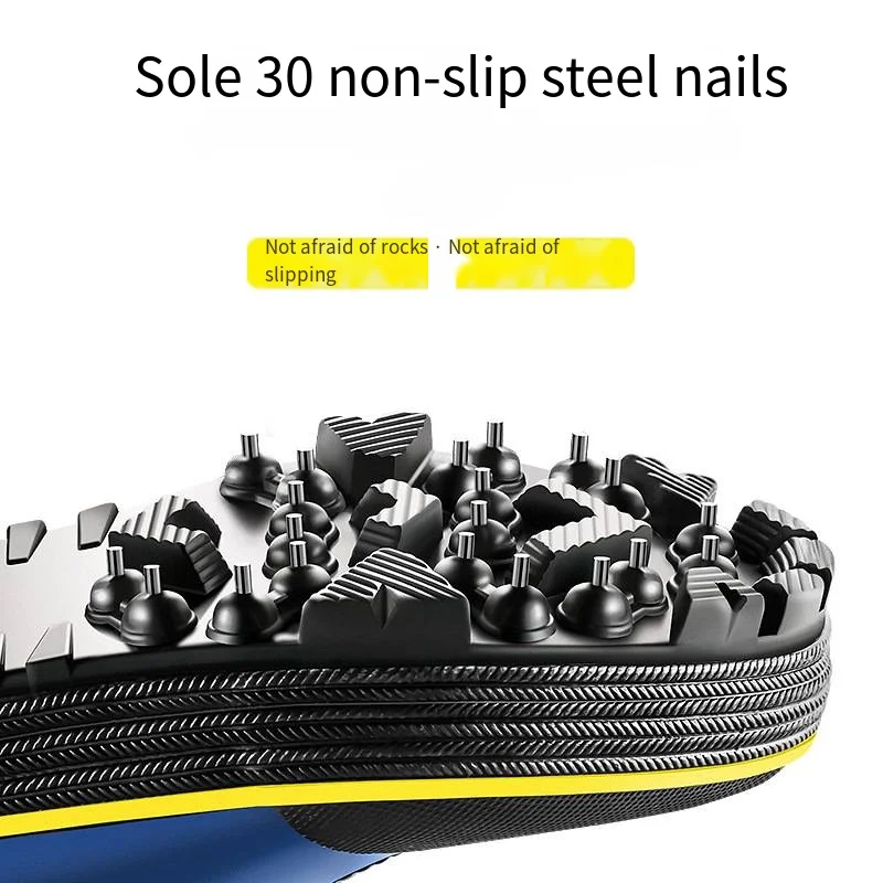 Steel Nail Soles for Outdoor Fishing Wader,Rubber High-tube Large-size Waterproof Boots,Non-slip Shoes Climbing Rocks Fishing