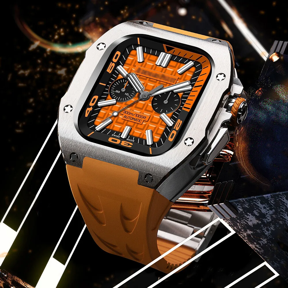 

Luxury Titanium Case FKM Rubber Band Replacement for Apple Watch Ultra 3 49mm Fluororubber Strap for Apple Watch Ultra 2 1 49mm