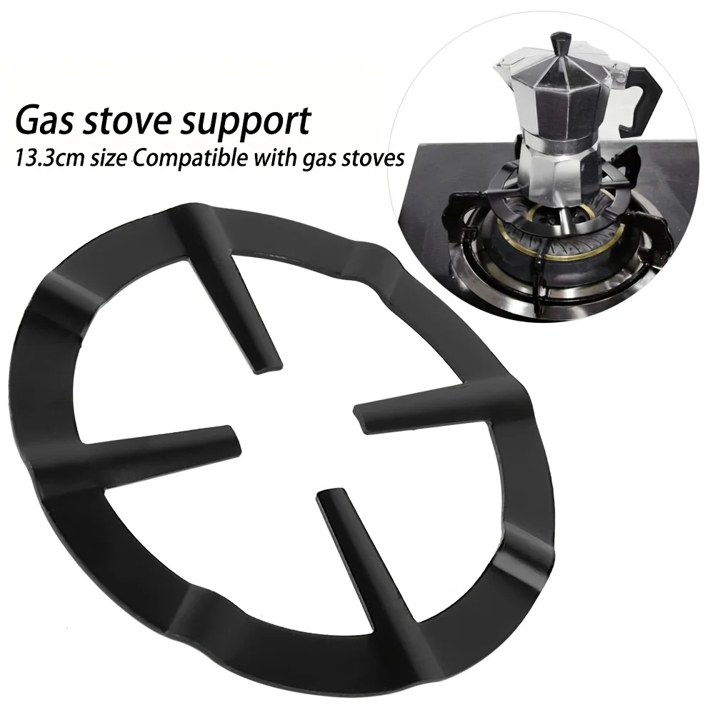 2Pcs Black Iron Gas Stove Burner Grate Universal Anti-Slip Heat Resistant Cookware Support Stand For Mocha Pot Indoor Outdoor Co