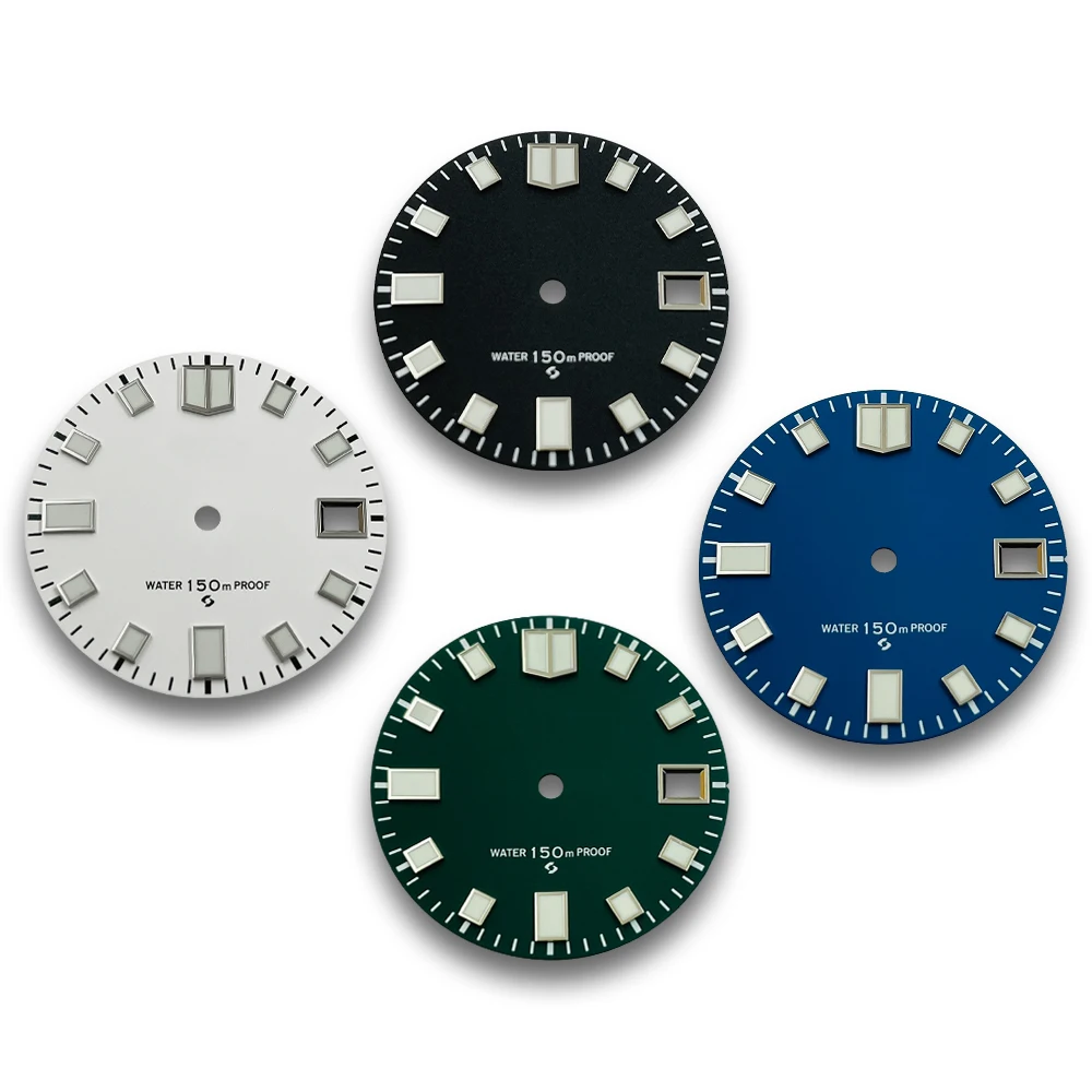 28.5mm No Logo Matte Diving Dial Green Luminous For NH35/NH36/4R Automatic Movement Watch Modification Accessories Custom Logo