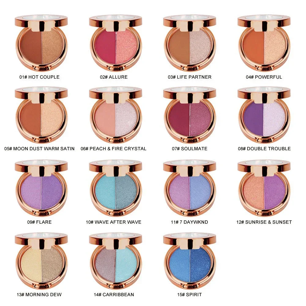 2-color Eyeshadow Powder Plate Private Label Pigment Long Lasting Waterproof Matte Pearlescent Makeup Custom Logo Cruelty Free