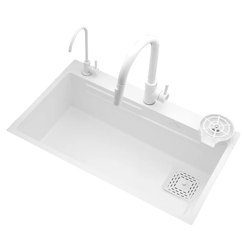 

Kitchen White 304 Stainless Steel Faucet Handmade Kitchen Sink