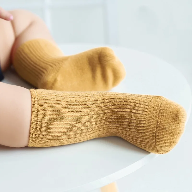 New Children Solid Color Sport Socks Cotton Soft Tube Socks for Baby Infant Toddler Socks for Kids Boys Girls 6months-6years Old