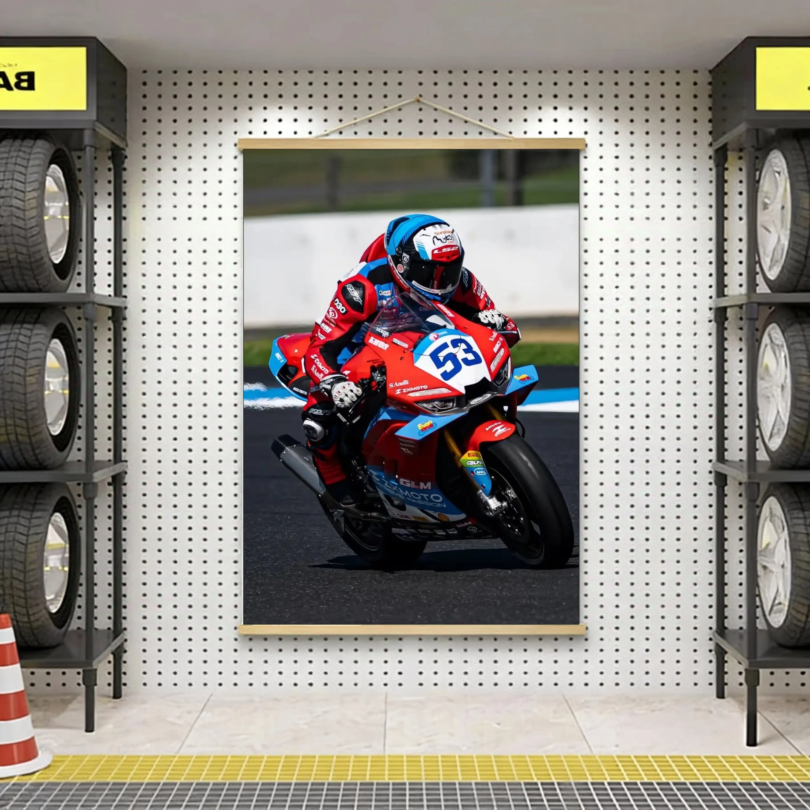 ZHANG XUE S MOTORCYCLE CHAMPIONSHIP COMMEMORATIVE TAPESTRY MOTORCYCLE RACING CHAMPION PAINTING PORTUGAL MOTORCYCLE FAN