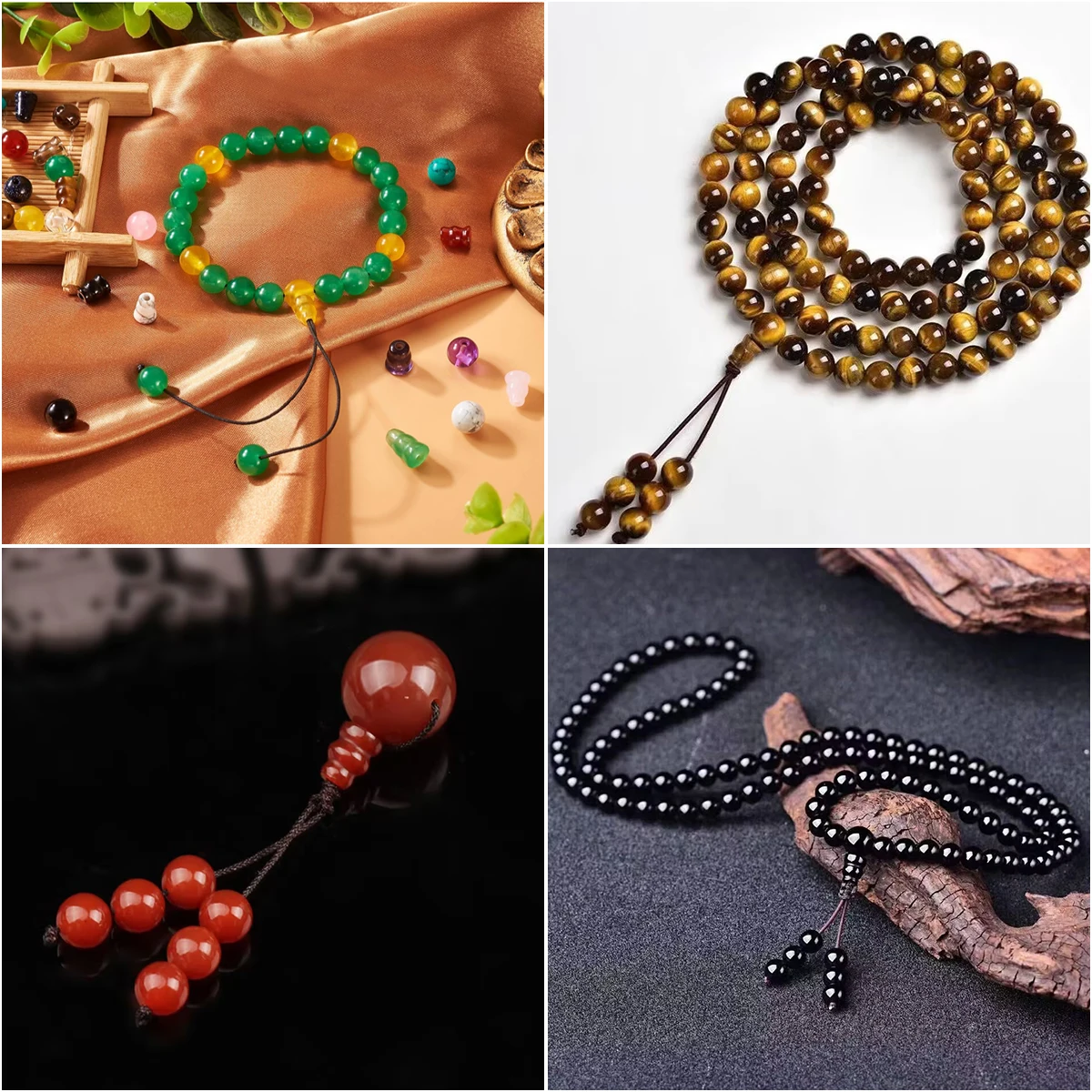 2 Sets/Lot  Natural Crystal Beads 3 Hole Buddha Head Guru Spacer End Beads Connector For DIY Jewelry Making Bracelet Necklace