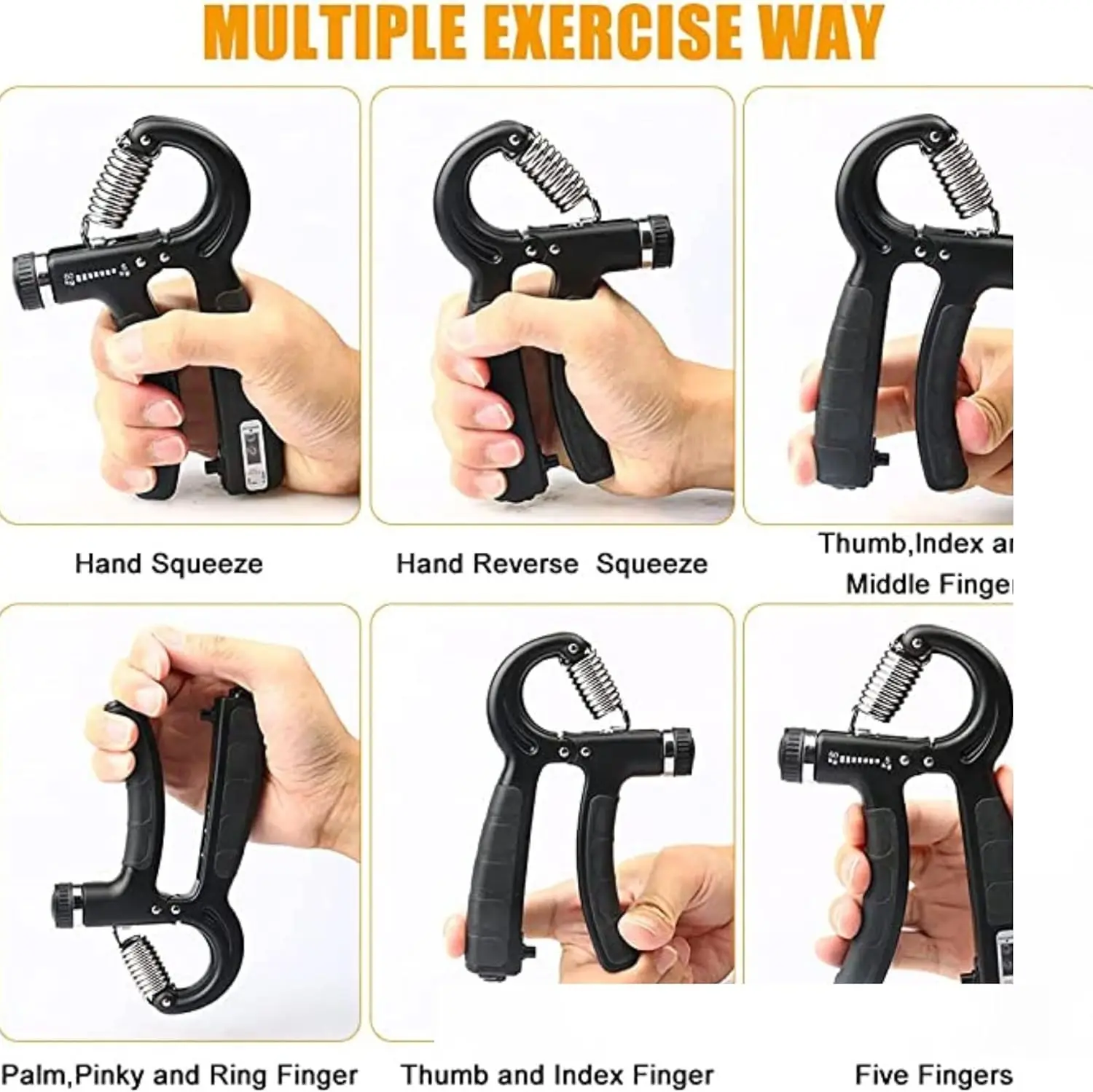 5-60KG Adjustable Strengthener Hand Grip Trainer Number Counter Forearm Finger Wrist Gripper Exerciser