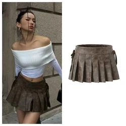 PB&ZA 2024 Spring New Korean Edition Women's Fashion and Elegance Versatile Lacing and pleated Half skirt