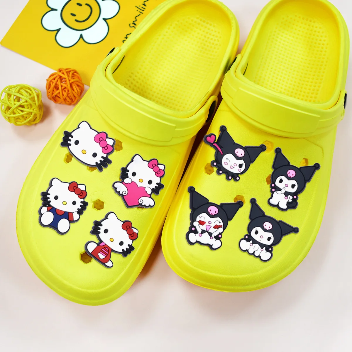 3/45PCS MESUCA Sanrio Hello Kitty Kuromi Shoe Charm PVC beach bag clog Wristband Decor Buckle Detachable Waterproof Party Gift