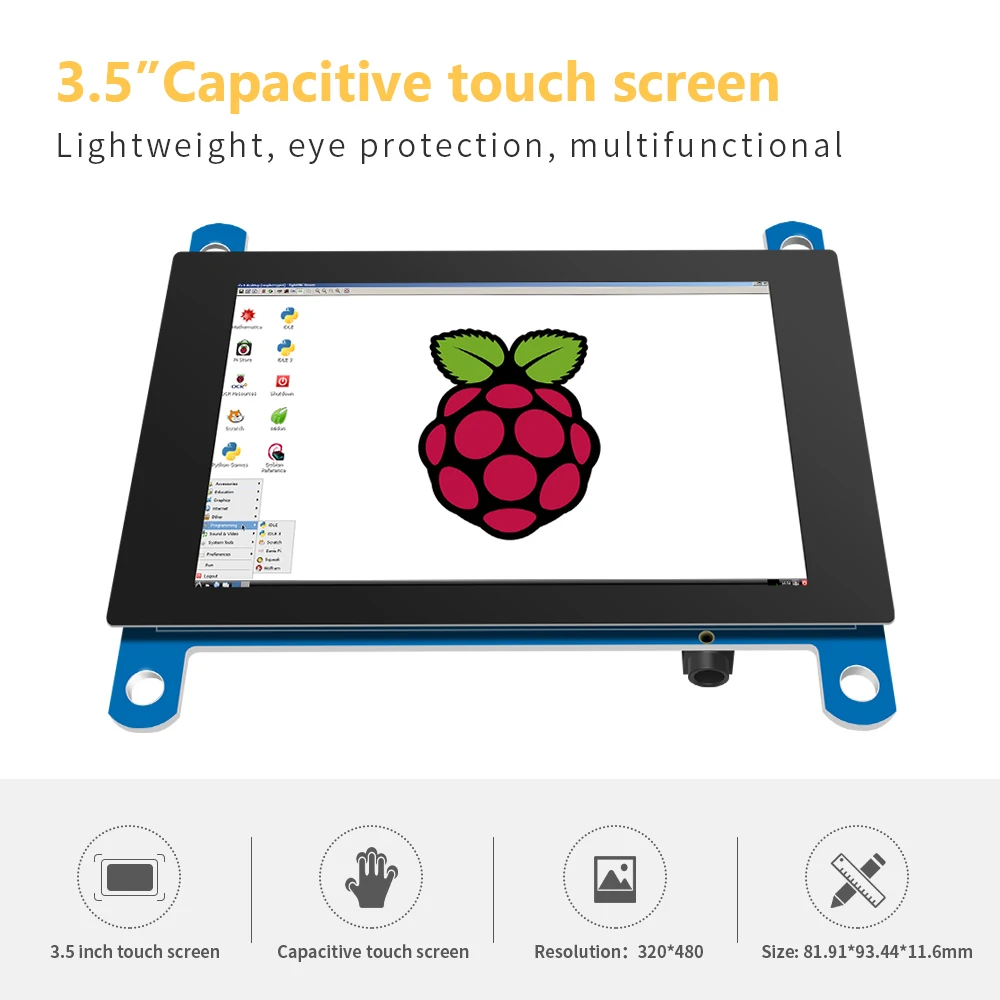 Mini HDMI LCD Touch Screen Monitor, Compatível com Raspberry Pi 400, 3B +, 3B, Windows, 3.5 ", 480x320